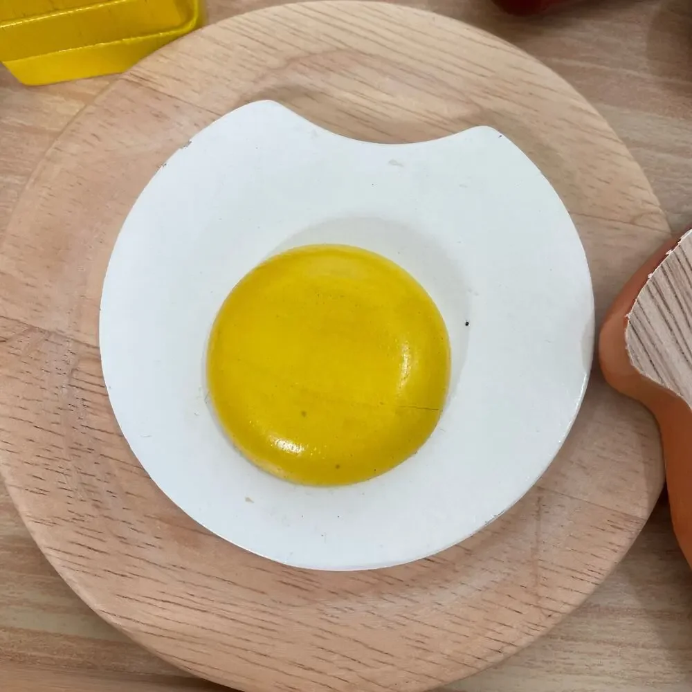 Wooden Pretend Play Breakfast Food Toy Child Eggs Toast Tray Breakfast In Bed